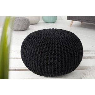 Pouf 50 cm moderne en coton tricoté coloris noir Pouf 50 cm moderne en coton tricoté coloris noir