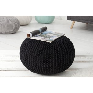 Pouf 50 cm moderne en coton tricoté coloris noir Pouf 50 cm moderne en coton tricoté coloris noir