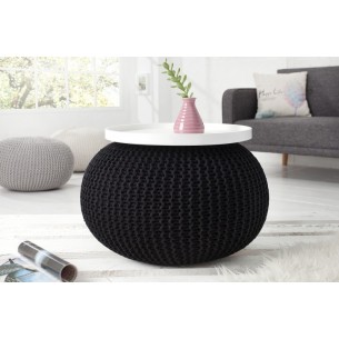 Pouf 50 cm moderne en coton tricoté coloris noir Pouf 50 cm moderne en coton tricoté coloris noir
