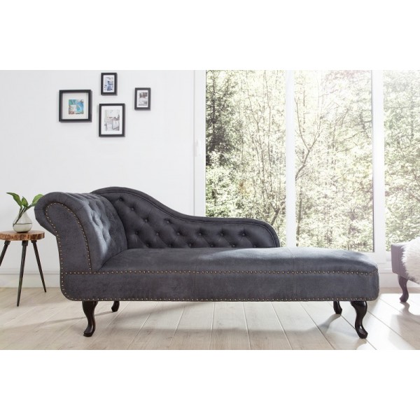 Meridienne Chesterfield en microfibre gris