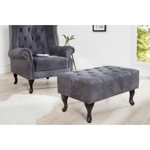 Pouf Chesterfield en microfibre gris Pouf Chesterfield en microfibre gris