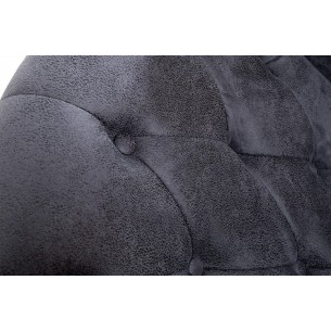 Fauteuil design Chesterfield coloris gris capitonné Fauteuil design Chesterfield coloris gris capitonné