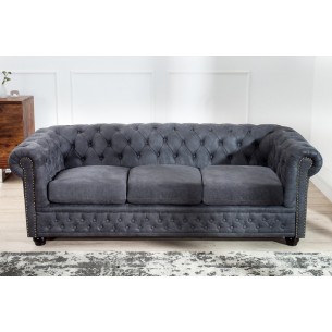 Canapé Chesterfield 3 places en microfibre gris