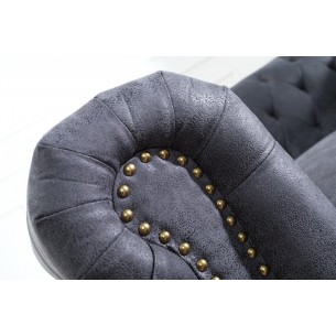 Canapé Chesterfield 3 places en microfibre gris
