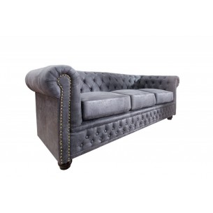 Canapé Chesterfield 3 places en microfibre gris