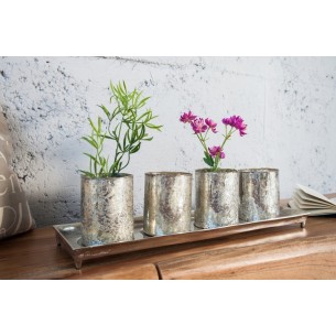 Lot de 4 vases décoratifs en verre teinté doré et argenté Lot de 4 vases décoratifs en verre teinté doré et argenté
