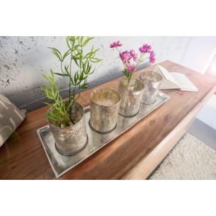 Lot de 4 vases décoratifs en verre teinté doré et argenté Lot de 4 vases décoratifs en verre teinté doré et argenté