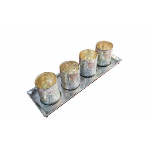 Lot de 4 vases décoratifs en verre teinté doré et argenté Lot de 4 vases décoratifs en verre teinté doré et argenté