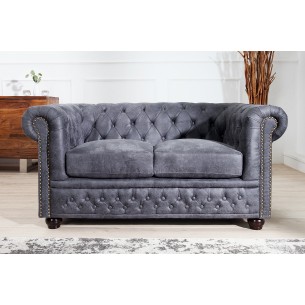 Canapé Chesterfield en microfibre gris
