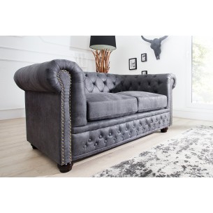 Canapé Chesterfield en microfibre gris