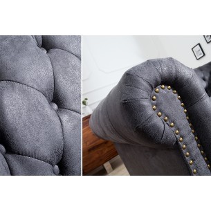 Canapé Chesterfield en microfibre gris