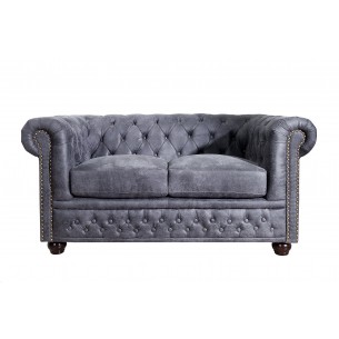 Canapé Chesterfield en microfibre gris
