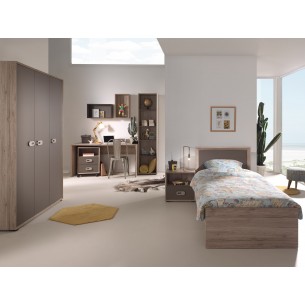 Lot de 2 étagères murales moderne en bois teinté chêne Lot de 2 étagères murales moderne en bois teinté chêne
