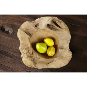 Corbeille de fruit design naturel de 40 cm en bois du teck massif Corbeille de fruit design naturel de 40 cm en bois du teck massif