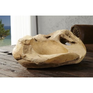 Corbeille de fruit design naturel de 40 cm en bois du teck massif Corbeille de fruit design naturel de 40 cm en bois du teck massif