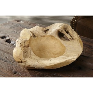 Corbeille de fruit design naturel de 40 cm en bois du teck massif Corbeille de fruit design naturel de 40 cm en bois du teck massif