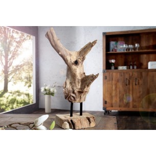 Objet décoratif design naturel en bois de teck et en métal Objet décoratif design naturel en bois de teck et en métal