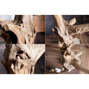 Objet décoratif design naturel en bois de teck et en métal Objet décoratif design naturel en bois de teck et en métal