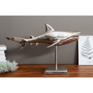 Objet décoratif design requin en aluminium coloris argenté