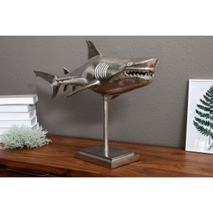 Objet décoratif design requin en aluminium coloris argenté