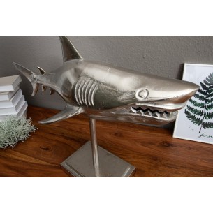Objet décoratif design requin en aluminium coloris argenté