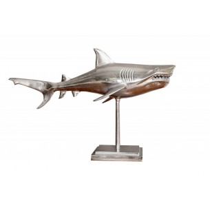 Objet décoratif design requin en aluminium coloris argenté