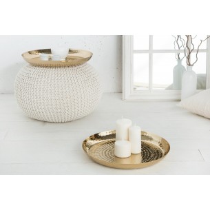 Plateau design oriental coloris doré en métal Plateau design oriental coloris doré en métal