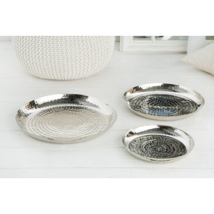 Lot de 3 plateaux design oriental coloris doré en métal