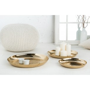 Lot de 3 plateaux design oriental coloris argenté en métal