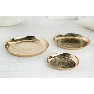 Lot de 3 plateaux design oriental coloris argenté en métal