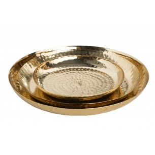 Lot de 3 plateaux design oriental coloris argenté en métal