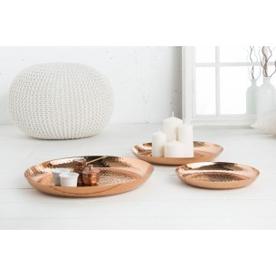 Lot de 3 plateaux design oriental coloris cuivre en métal Lot de 3 plateaux design oriental coloris cuivre en métal