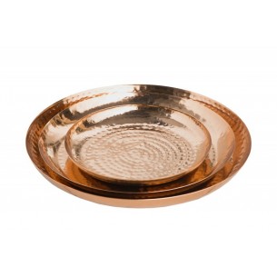 Lot de 3 plateaux design oriental coloris cuivre en métal Lot de 3 plateaux design oriental coloris cuivre en métal