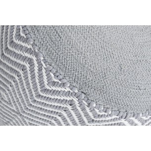 Pouf design oriental coloris gris et blanc en coton
