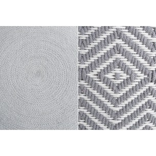 Pouf design oriental coloris gris et blanc en coton