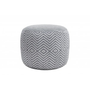 Pouf design oriental coloris gris et blanc en coton