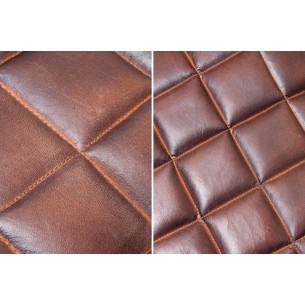 Pouf design rembourré en cuir de couleur marron