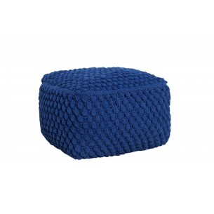 Pouf design tricoté de 55cm coloris bleu en coton