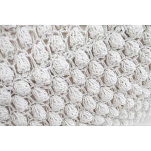 Pouf design tricoté de 55cm coloris blanc en coton