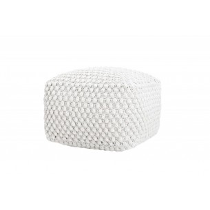 Pouf design tricoté de 55cm coloris blanc en coton