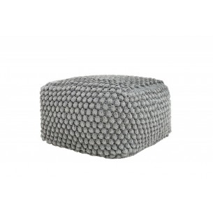 Pouf design tricoté de 55cm coloris gris en coton
