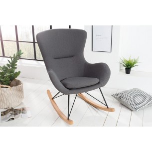 Fauteuil à bascule design scandinave coloris gris foncé en tissu Fauteuil à bascule design scandinave coloris gris foncé en tissu