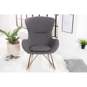 Fauteuil à bascule design scandinave coloris gris foncé en tissu Fauteuil à bascule design scandinave coloris gris foncé en tissu