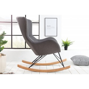 Fauteuil à bascule design scandinave coloris gris foncé en tissu Fauteuil à bascule design scandinave coloris gris foncé en tissu