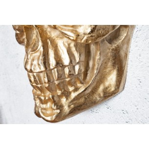 Sculpture murale design crâne humain en aluminium coloris doré