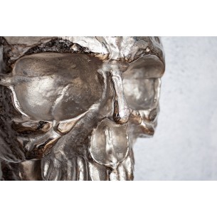 Sculpture murale design crâne humain en aluminium coloris argenté