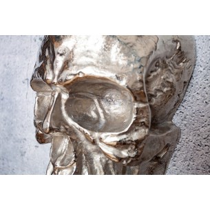 Sculpture murale design crâne humain en aluminium coloris argenté