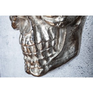 Sculpture murale design crâne humain en aluminium coloris argenté