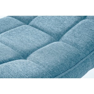 Tabouret design scandinave coloris bleu claire en tissu avec des pieds en bois massif