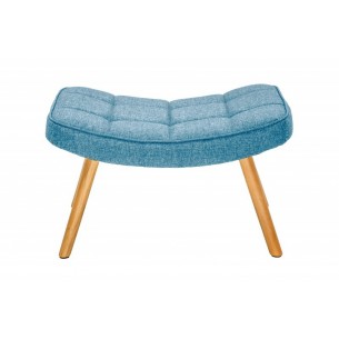 Tabouret design scandinave coloris bleu claire en tissu avec des pieds en bois massif